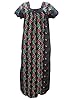 Midnight Blue Caftan Floral Printed Cotton Kaftans Maxi Dress L / M