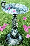 Antiqued Pewter Squirrel Birdbath (Bird Feeder) with Water Wiggler