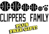 8.5" x 3.5" Clippers Basketball Family Vinyl Sticker Decal [Die-cut, White] + with Free Basketball Pencil