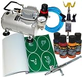 DELUXE PROFESSIONAL TEMPORARY TATTOO AIRBRUSHING SYSTEM with Compressor and Airbrush Holder