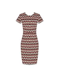 Short Sleeves Knit Knee Length General Print Round Neck Evening Dress/Prom Dress/Wedding Party Dress 