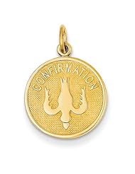 14k Yellow Gold Confirmation with Dove Medal Charm. Metal Wt- 1.35g