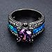 Rongxing Jewelry Opal Rings Womens Purple Amethyst Black Gold Filled Promise Rings Size 6