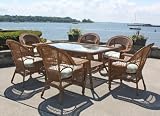 Outdoor Wicker Dining Set: Cape Cod Set of 7 Natural Finish