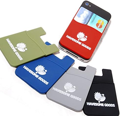 Silicone Mobile Wallet Self Adhesive Slim Phone Pocket Stick to Your Phone or Case to Hold Cards and Money - Comes With Our Special Warranty (Grey)