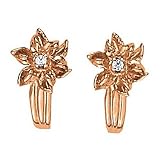 14K Rose Gold Diamond Flower Earrings