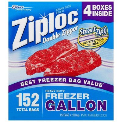 Ziploc Double Zipper Heavy Duty Freezer Bags, 152-Count