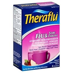 Theraflu Flu & Sore Throat, Natural Apple Cinnamon, 6 packets