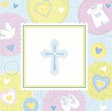 Sweet Christening Blue Cross Beverage Napkins - 2 Ply - 16/Pack