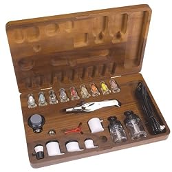 AZTEK A430 ULTIMATE AIRBRUSHMETAL SET & 20-PC W/WOOD CASE