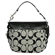 COACH SIGNATURE MEDIUM ZOE SHOULDER HANDBAG BLACK & WHITE 12657