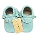 Sayoyo Baby Blue Tassels Soft Sole Leather Infant Toddler Prewalker Shoes (0-6 months, Blue)