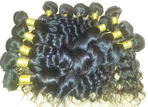 Pure Original Brazilian/Indian Virgin Remy Hair Grade A Natural Wave 100% Real Human Hair (Natural Black)1 Bundle (32", Deep wave)