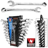 18pc CrV Combination Wrench Tool Set, SAE & MM