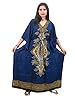 Bohemian Kaftan Dress Blue Floral Printed Summer Beach Coverup Womens Maxi Caftan