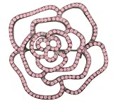Jankuo Jewelry Silver Tone Pink Open Crystal Rose Flower Brooch with Gift Box