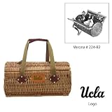 UCLA Bruins NCAA "Verona" Two-Lid Willow Basket (Burgundy) (Engraved Logo)