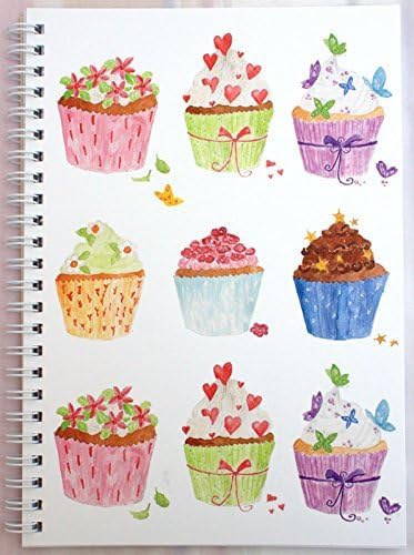 A6 WIRO NOTEPAD BOOK JOTTER BOOK SPIRAL CUPCAKES DESIGN LINED 100gsm 64 Page