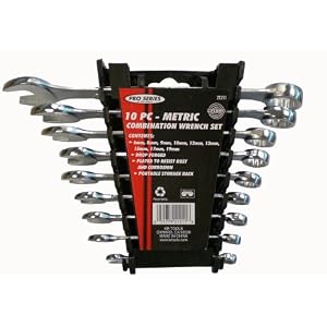 KR Tools 21211 Pro Series 10-Piece Metric Combination Wrench Set with Rack by 
