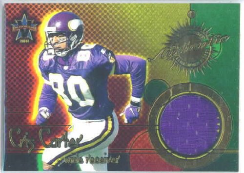 2000 Vanguard Game Worn Jerseys 1 Cris Carter Minnesota Vikings (Piece of Authentic Game Worn Jersey - Football Cards)