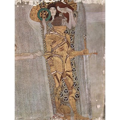 Gustav Klimt (The Knight Detail of the Beethoven Frieze) Art Poster- 13x19 custom fit with RichAndFramous Black 99 inch Poster Hangers