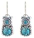 Earrings - E398 - Round Crown Crystal - Sterling Silver French Wires ~ Aqua (Blue)