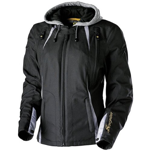 Scorpion Jazmin Women's Textile Street Bike Motorcycle Jacket w/ Free B&F Heart Sticker - Black / 2X-Large