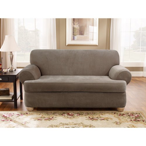Sure Fit Stretch Pique 3Piece T Loveseat Slipcover Taupe !!! Look