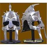 Roman Gladiator Maximus Helmet w/ Spikes Armor Costume With Stand