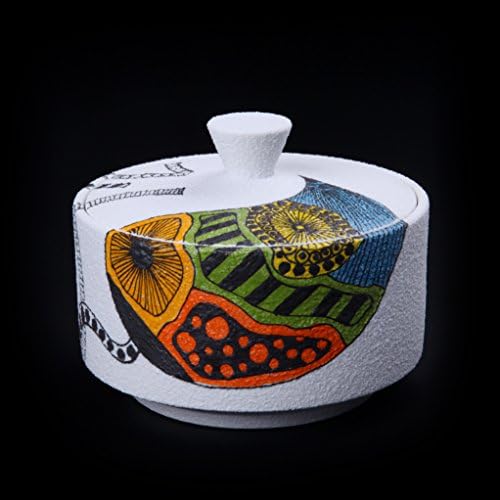 Mightee Housewares Ceramic Collection Canisters, Chic Unique Painting and Rustic Simple Design Matte Finish Ceramic Storage Canister / Cookie Jars / Decorative Accessory Organizer