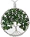 Tourmaline Tree of Life Green Gemstone Jewelry Best Friend Necklace Silver Pendant 2pc Chain Deluxe Gift