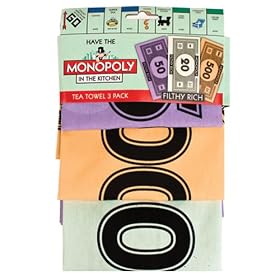 New Hasbro Monopoly Money 3 Pack Tea Towel Fun Novelty Kitchen Gift 100% Cotton