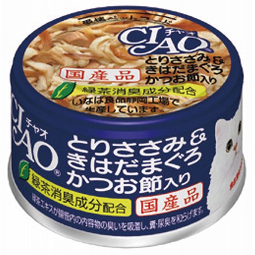 CIAO　チャオ　ホワイティ　とりささみ＆きはだまぐろ　かつお節入り　A-15　85g