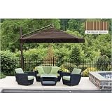 Octagonal Cantilever 11 Foot Ft Umbrella With Valance And Double Wind Vent - Hardwood Cocoa