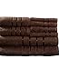 Plush Bathroom Towels - 8-Piece 100% Cotton Set with 4 Washcloths, 2 Hand Cloths, and 2 Bath Towels for Home by Lavish Home (Brown)
