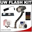 Intova ISS 4000 Underwater Slave Flash with StaySlim Bracket with Flex Arm + Fiber Optic Cable + AA Batteries & Charger + Cleaning Kit