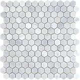CARRARA (CARRERA) VENATO HEXAGON 1" POLISHED MOSAIC TILE