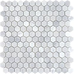CARRARA (CARRERA) VENATO HEXAGON 1" POLISHED MOSAIC TILE