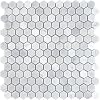 BIANCO WHITE CARRARA MARBLE HEXAGON 1" POLISHED MOSAIC TILE