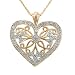 10K Yellow Gold 1/7 CTTW Diamond Antique Heart Pendant, 18"