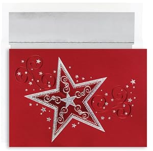 Red Star On Red Christmas Cards -
