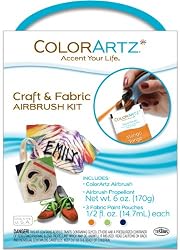 ColorArtz Fabric Airbrush Starter Kit with 3 airbrush paint pouches
