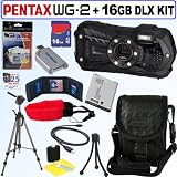 Pentax Optio WG-2 Adventure Series 16 MP Waterproof Digital Camera (Black) + D-LI92 Battery + 16GB Deluxe Accessory Kit