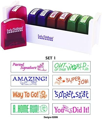 6 Pack EARLY CHILDHOOD RESOURCES LLC SELF-INKING TEACHER STAMPS SET 1