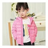 子供　キッズ　軽量　保温　ダウンジャケット　コート　男の子　女の子　フード付き　着心地良い　ピンク　150