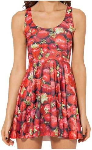 Women Strawberry Skater Pleated Sundress