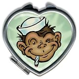 Womens Hand Made Retro 'SMOKING MONKEY' Compact Mirror Case