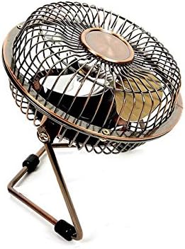 Antique Mini USB Table Desk Personal Fan (Metal Design, Quiet Operation; 4 Feet USB Cable, High Compatibility)