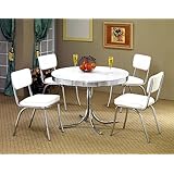5pcs Retro White Round Dining Table & 4 White Chairs Set