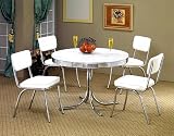 5pcs Retro White Round Dining Table & 4 White Chairs Set